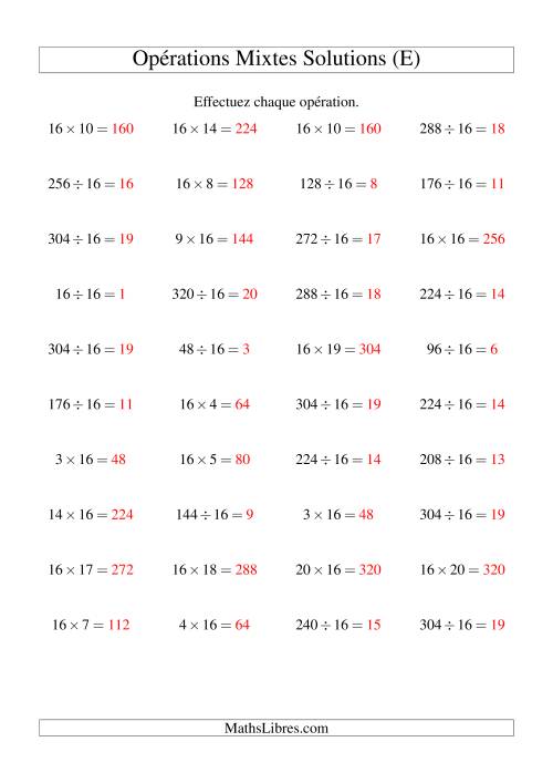 Multiplication et division -- Règles de 16 (variation 1 à 20) (E) page 2