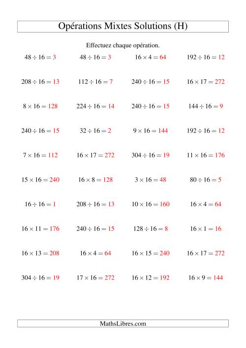 Multiplication et division -- Règles de 16 (variation 1 à 20) (H) page 2