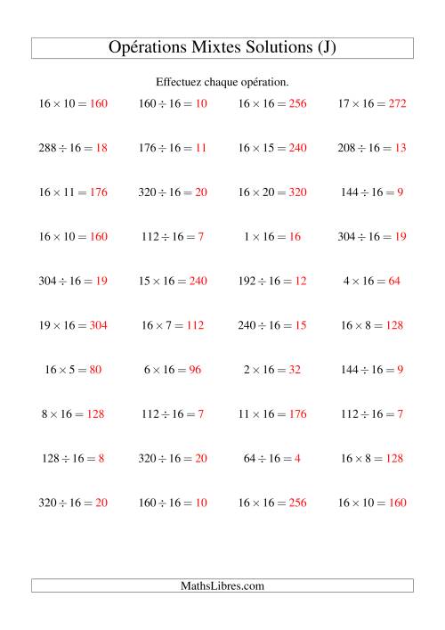 Multiplication et division -- Règles de 16 (variation 1 à 20) (J) page 2