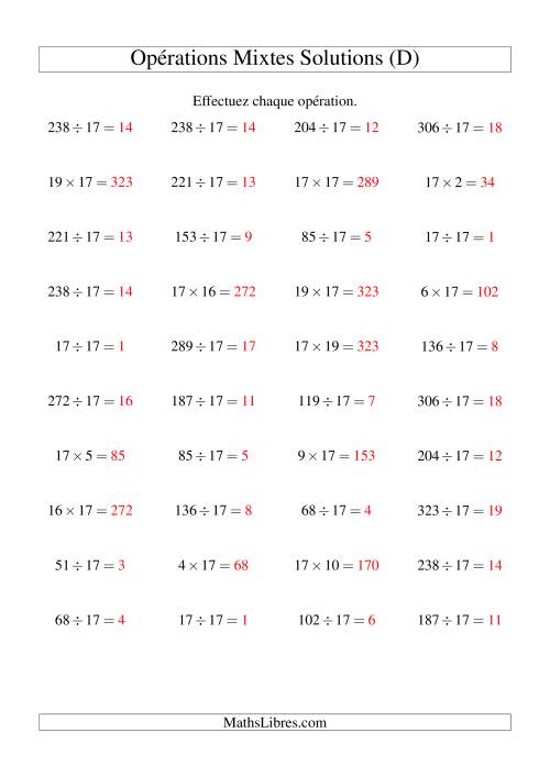 Multiplication et division -- Règles de 17 (variation 1 à 20) (D) page 2