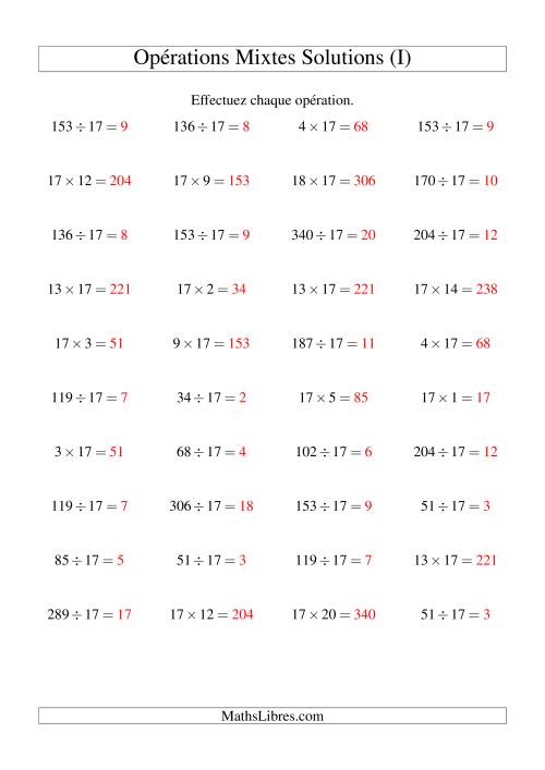 Multiplication et division -- Règles de 17 (variation 1 à 20) (I) page 2