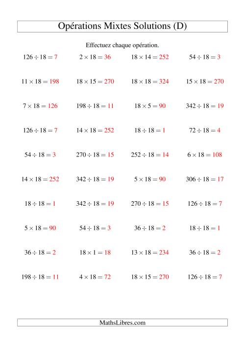 Multiplication et division -- Règles de 18 (variation 1 à 20) (D) page 2