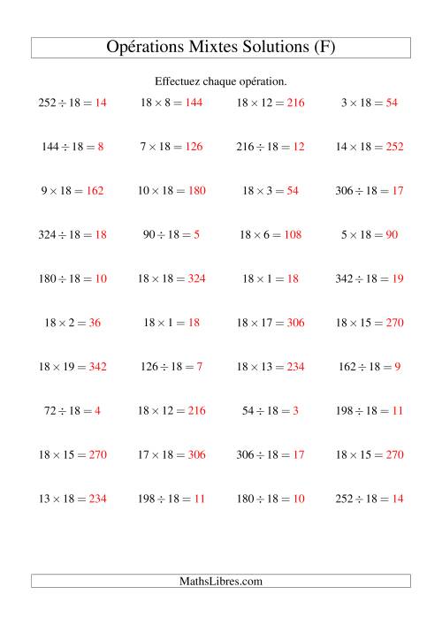 Multiplication et division -- Règles de 18 (variation 1 à 20) (F) page 2