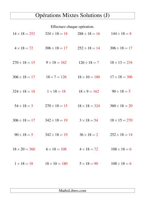 Multiplication et division -- Règles de 18 (variation 1 à 20) (J) page 2