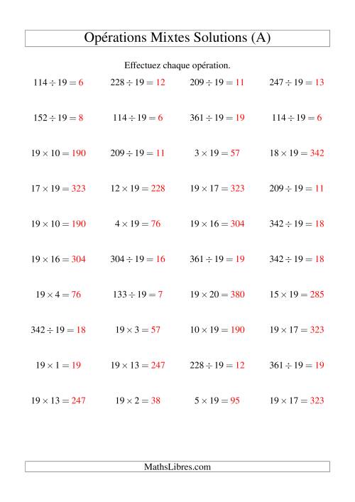 Multiplication et division -- Règles de 19 (variation 1 à 20) (A) page 2