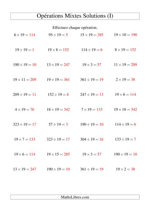 Multiplication et division -- Règles de 19 (variation 1 à 20) (I) page 2
