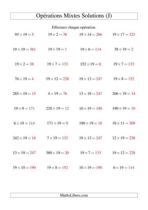 Multiplication et division -- Règles de 19 (variation 1 à 20) (J) page 2