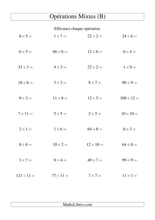 Multiplication et Division -- Règles 1 à 12 (B)
