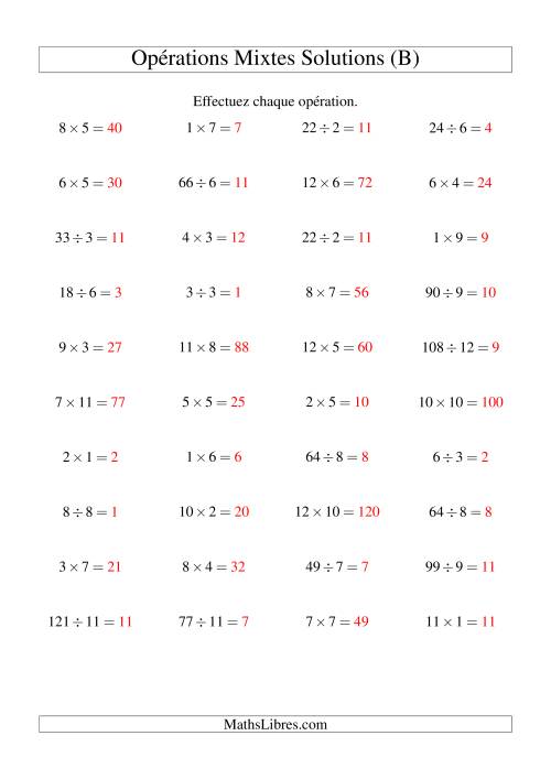 Multiplication et Division -- Règles 1 à 12 (B) page 2