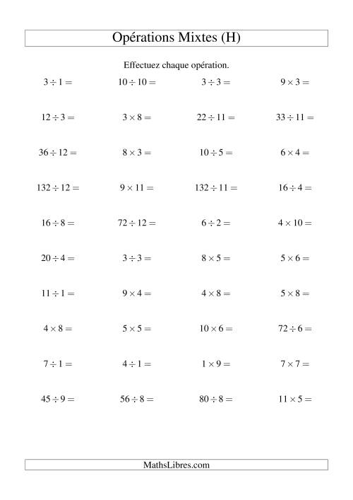 Multiplication et Division -- Règles 1 à 12 (H)