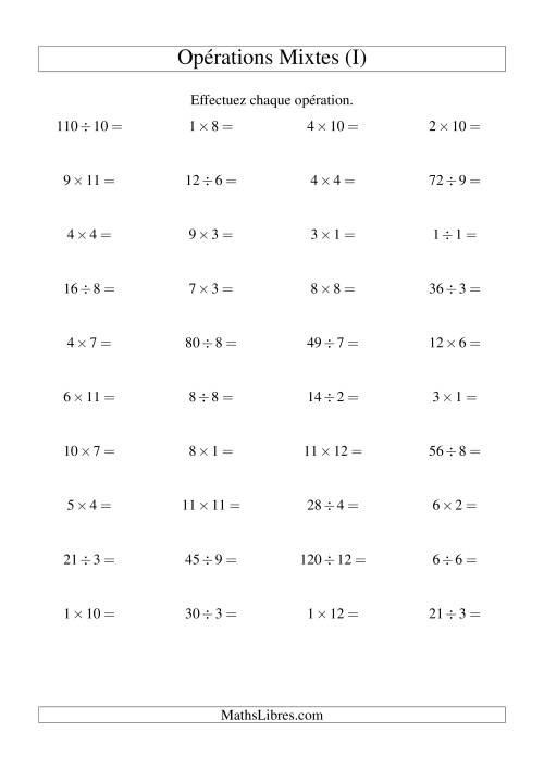 Multiplication et Division -- Règles 1 à 12 (I)