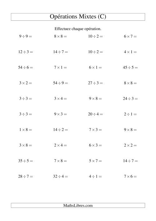 Multiplication et Division -- Règles 1 à 9 (C)