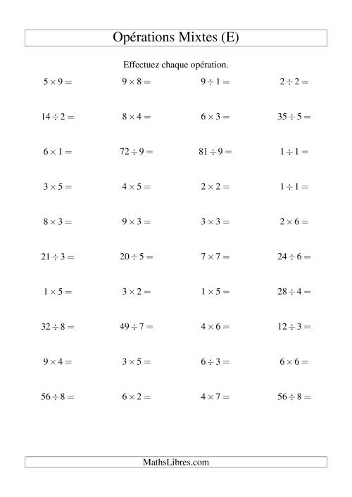 Multiplication et Division -- Règles 1 à 9 (E)