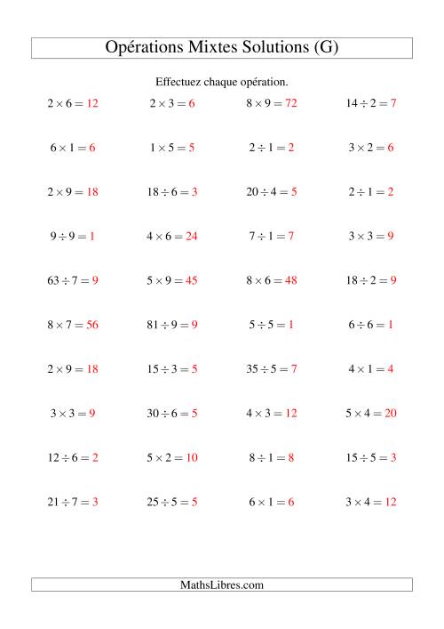 Multiplication et Division -- Règles 1 à 9 (G) page 2