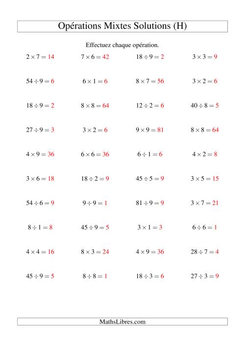 Multiplication et Division -- Règles 1 à 9 (H) page 2