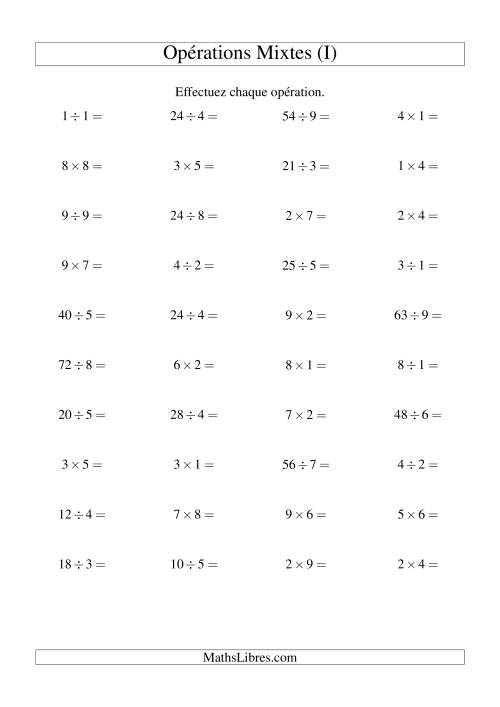 Multiplication et Division -- Règles 1 à 9 (I)