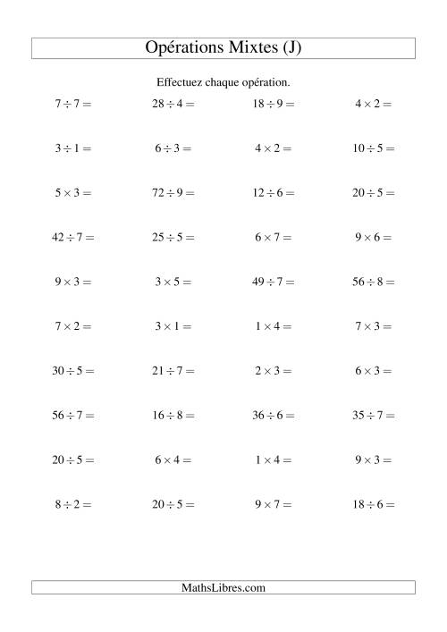 Multiplication et Division -- Règles 1 à 9 (J)