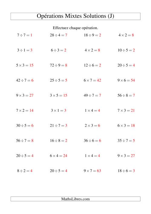 Multiplication et Division -- Règles 1 à 9 (J) page 2