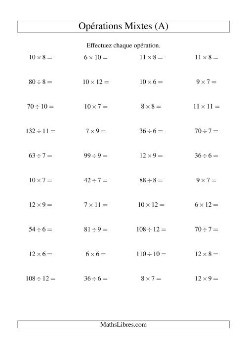 Multiplication et Division -- Règles 6 à 12 (A)