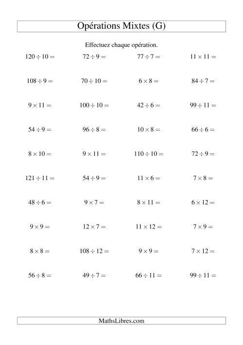 Multiplication et Division -- Règles 6 à 12 (G)