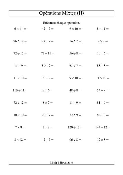 Multiplication et Division -- Règles 6 à 12 (H)