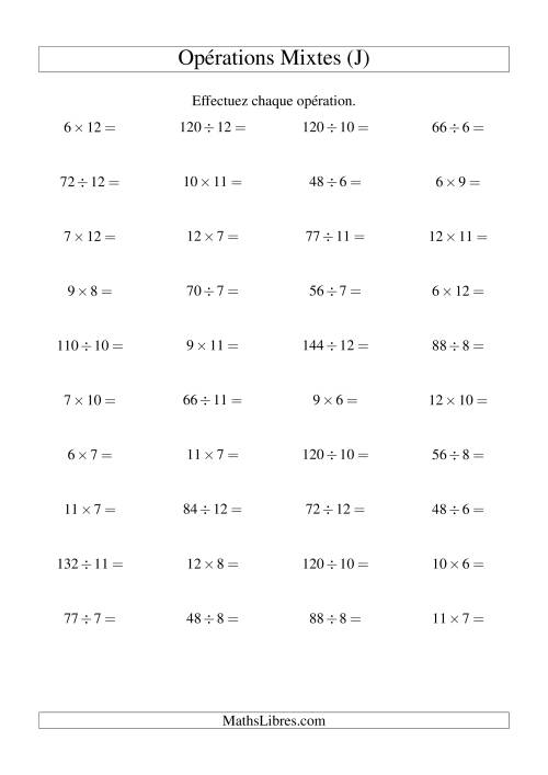 Multiplication et Division -- Règles 6 à 12 (J)