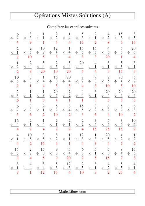 Multiplication et Division -- Variation 1 à 5 (A) page 2