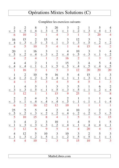 Multiplication et Division -- Variation 1 à 5 (C) page 2