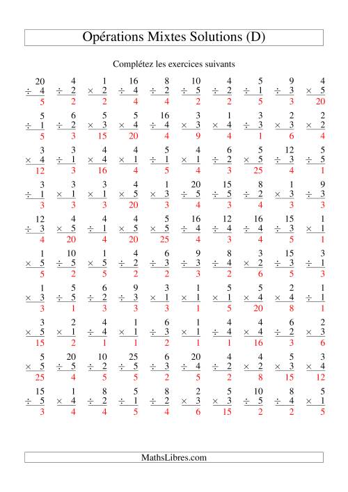Multiplication et Division -- Variation 1 à 5 (D) page 2