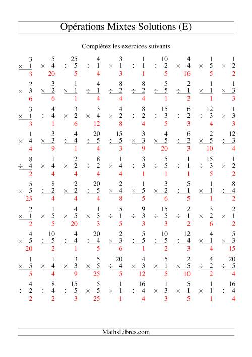 Multiplication et Division -- Variation 1 à 5 (E) page 2