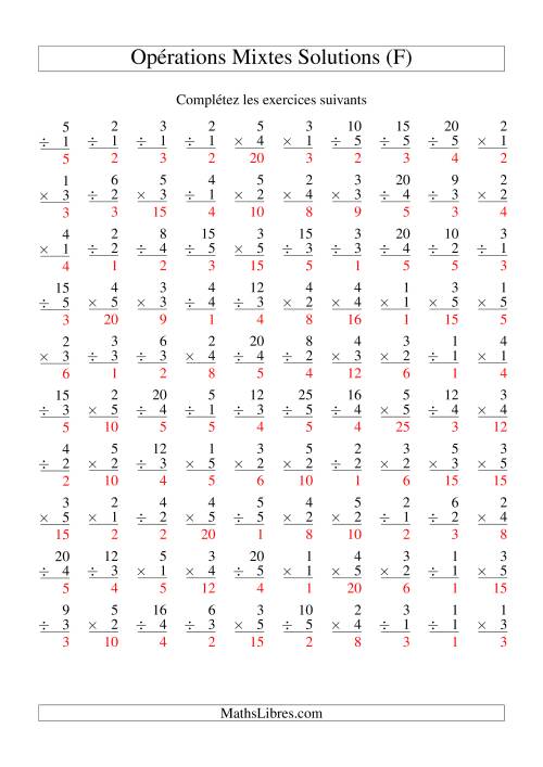 Multiplication et Division -- Variation 1 à 5 (F) page 2