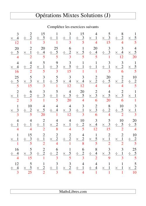 Multiplication et Division -- Variation 1 à 5 (J) page 2