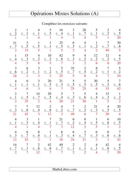 Multiplication et Division -- Variation 1 à 7 (A) page 2