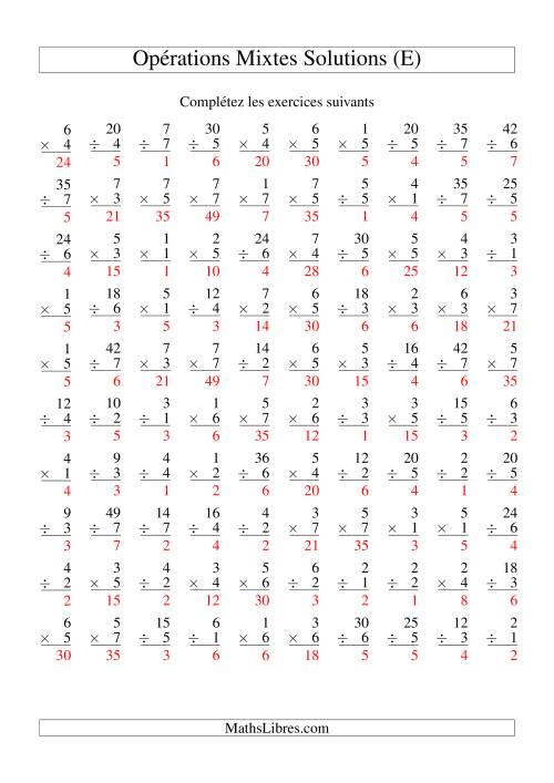 Multiplication et Division -- Variation 1 à 7 (E) page 2