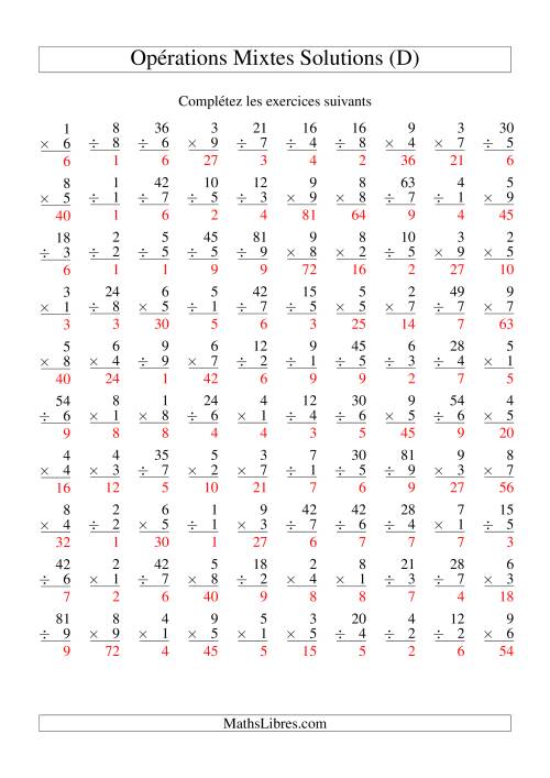 Multiplication et Division -- Variation 1 à 9 (D) page 2