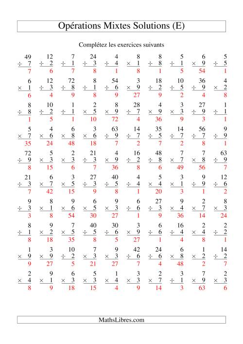 Multiplication et Division -- Variation 1 à 9 (E) page 2