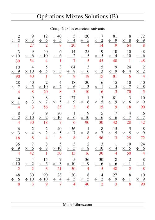 Multiplication et Division -- Variation 1 à 10 (B) page 2