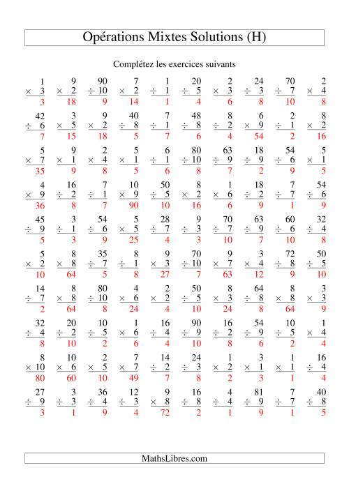 Multiplication et Division -- Variation 1 à 10 (H) page 2