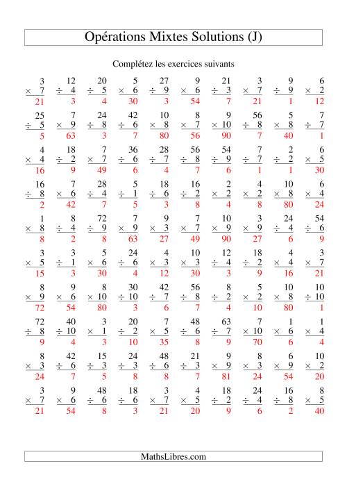 Multiplication et Division -- Variation 1 à 10 (J) page 2