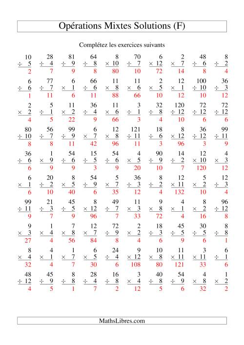 Multiplication et Division -- Variation 1 à 12 (F) page 2