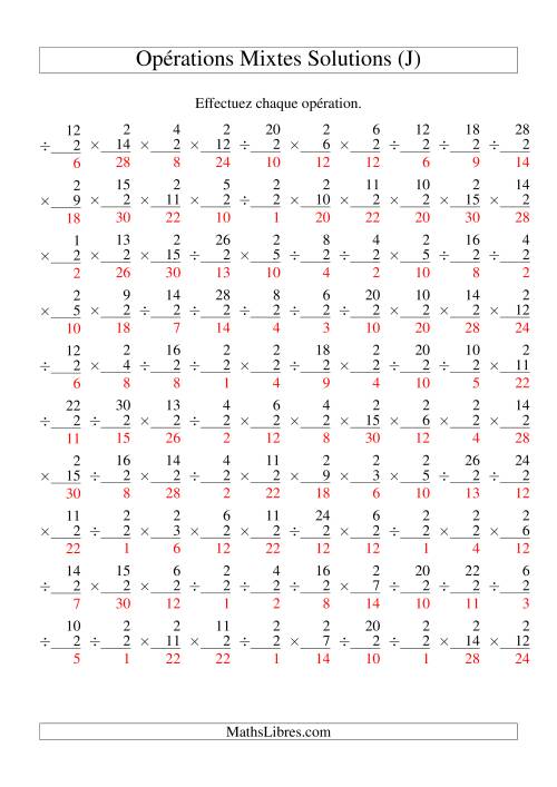 Multiplication et Division -- Règles de 2 (Variation 1 à 15) (J) page 2