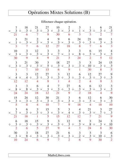 Multiplication et Division -- Règles de 3 (Variation 1 à 10) (B) page 2