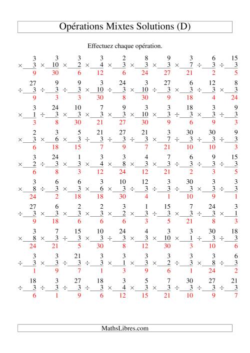Multiplication et Division -- Règles de 3 (Variation 1 à 10) (D) page 2