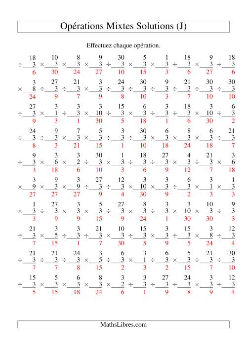 Multiplication et Division -- Règles de 3 (Variation 1 à 10) (J) page 2
