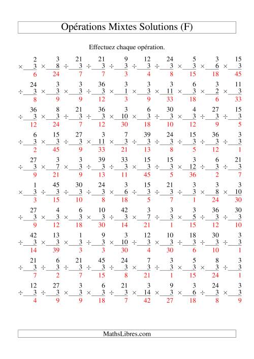 Multiplication et Division -- Règles de 3 (Variation 1 à 15) (F) page 2