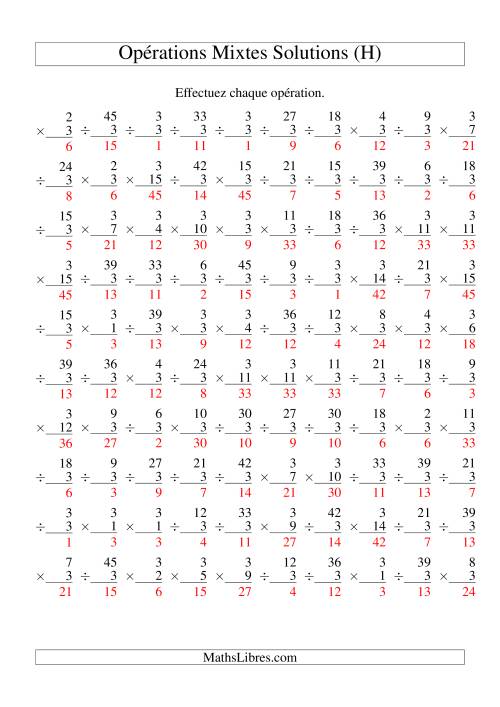 Multiplication et Division -- Règles de 3 (Variation 1 à 15) (H) page 2