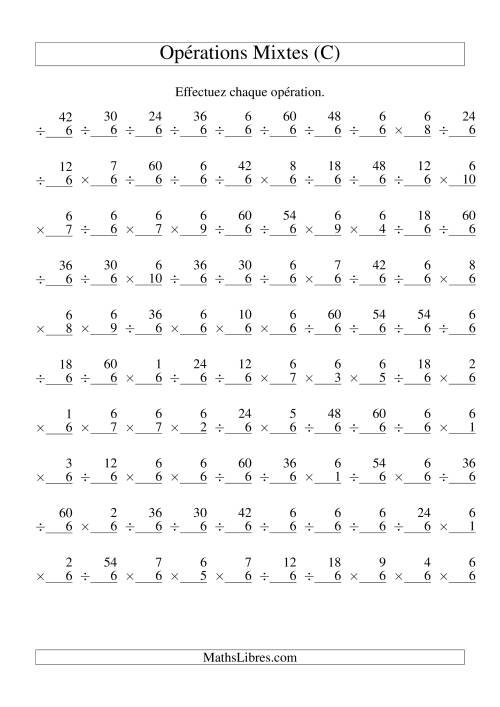 Multiplication et Division -- Règles de 6 (Variation 1 à 10) (C)