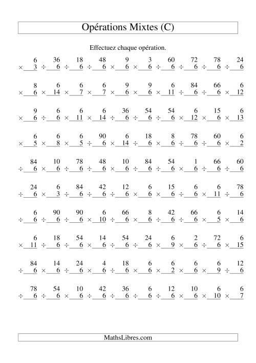 Multiplication et Division -- Règles de 6 (Variation 1 à 15) (C)