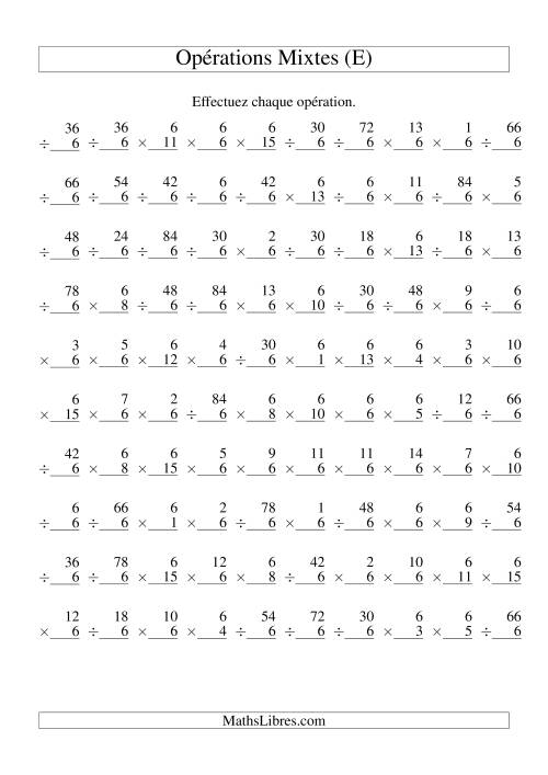 Multiplication et Division -- Règles de 6 (Variation 1 à 15) (E)