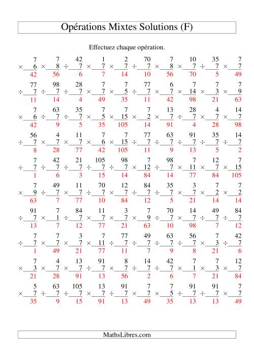 Multiplication et Division -- Règles de 7 (Variation 1 à 15) (F) page 2